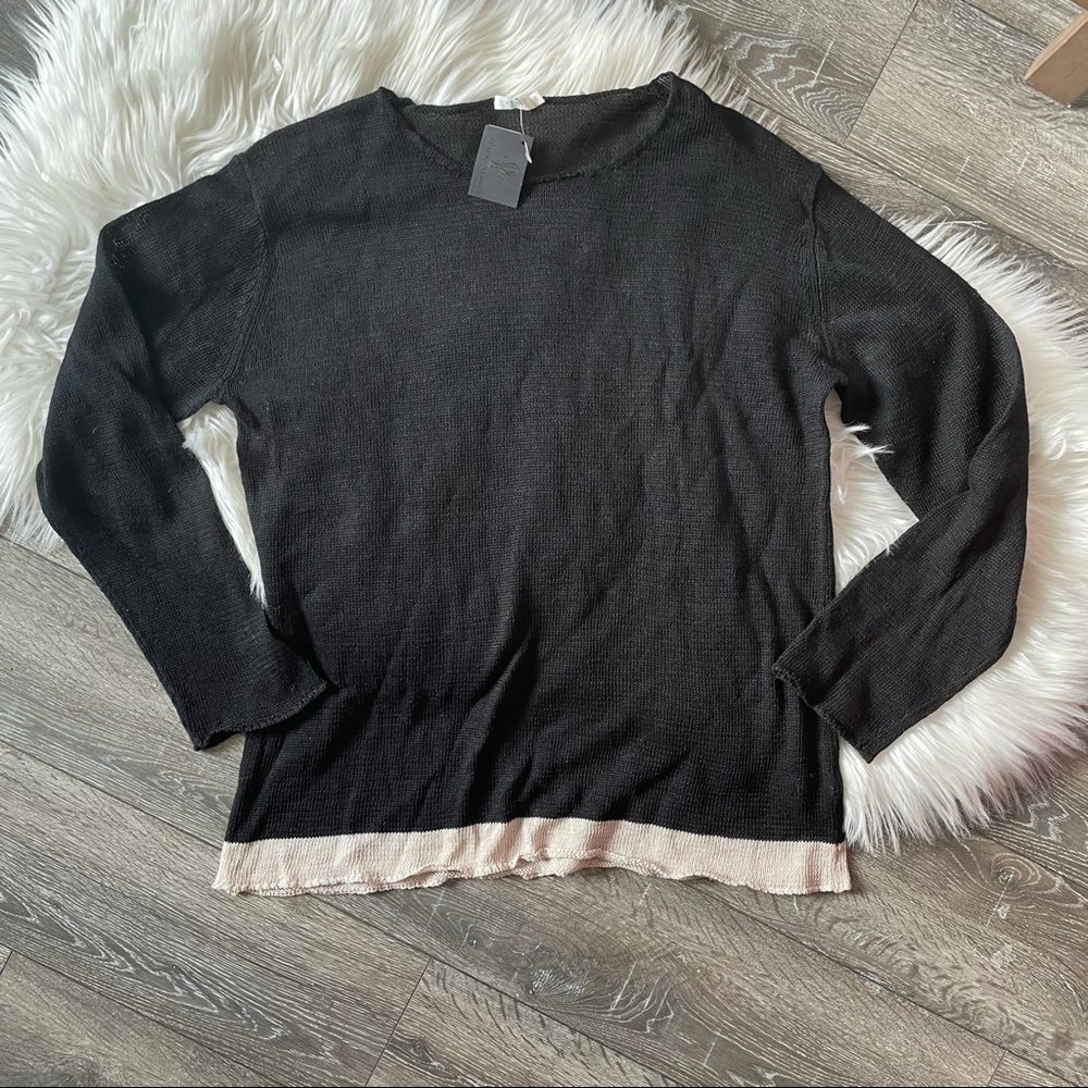 6397 line sweater open knit crew slouchy